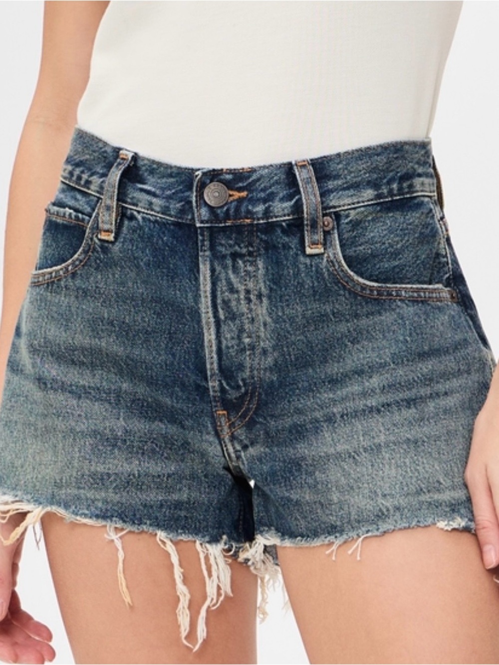 Frame Le Super High Rise Denim Distressed  Shorts